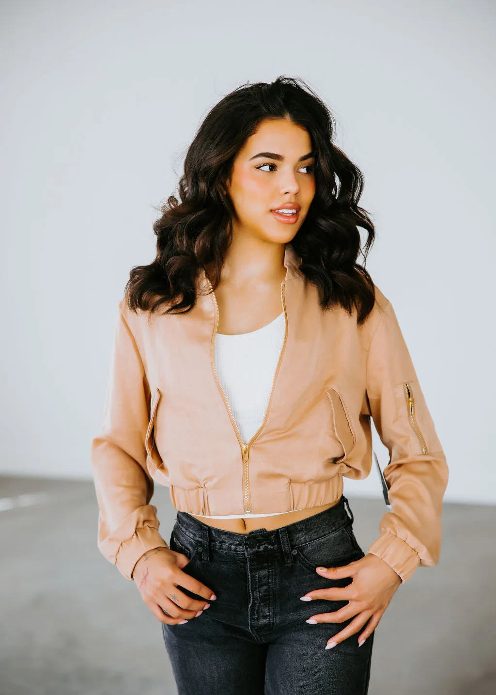 Gianna Satin Bomber Jacket