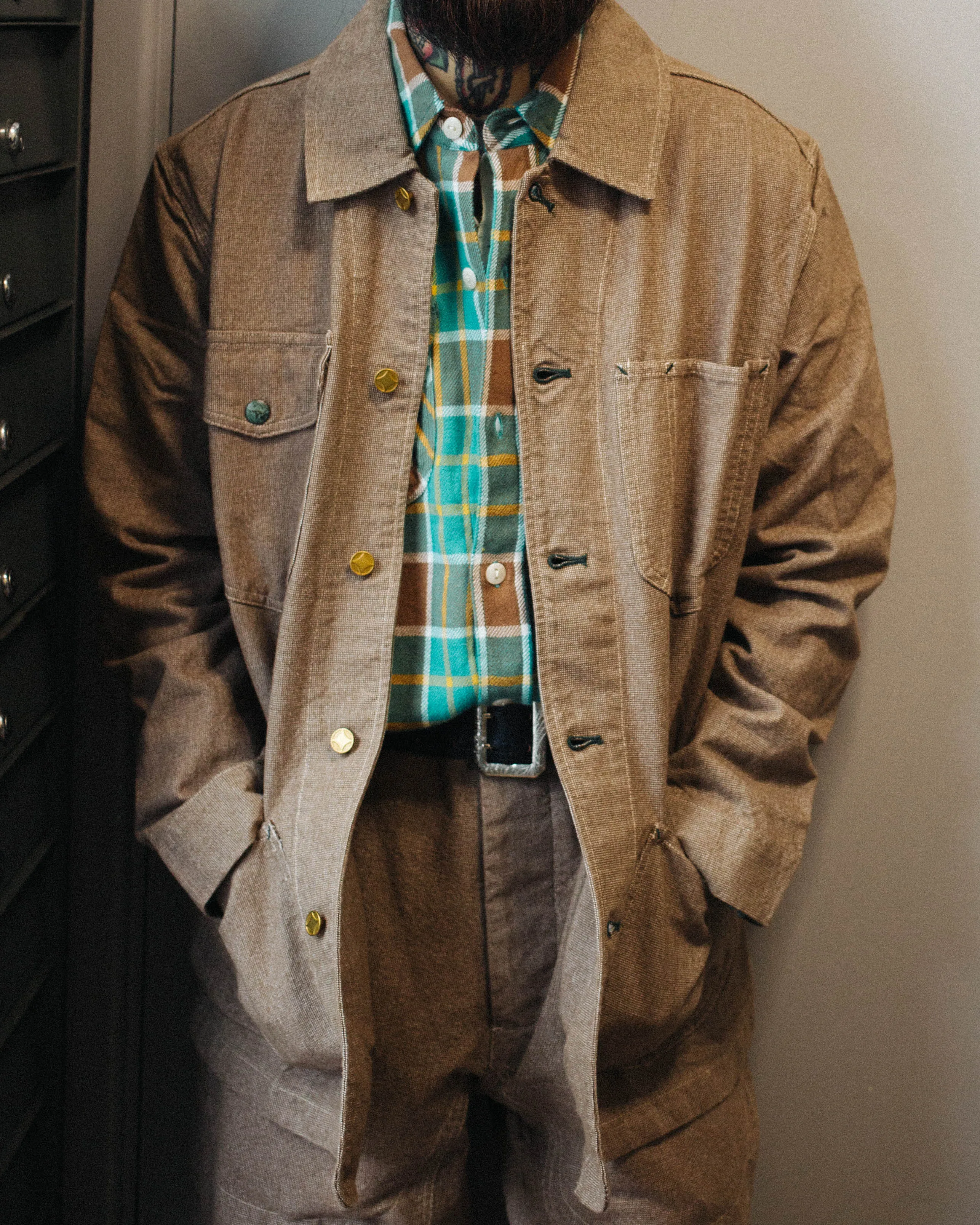 HEAVY PINPOINT CANVAS CHINO PANT - BROWN