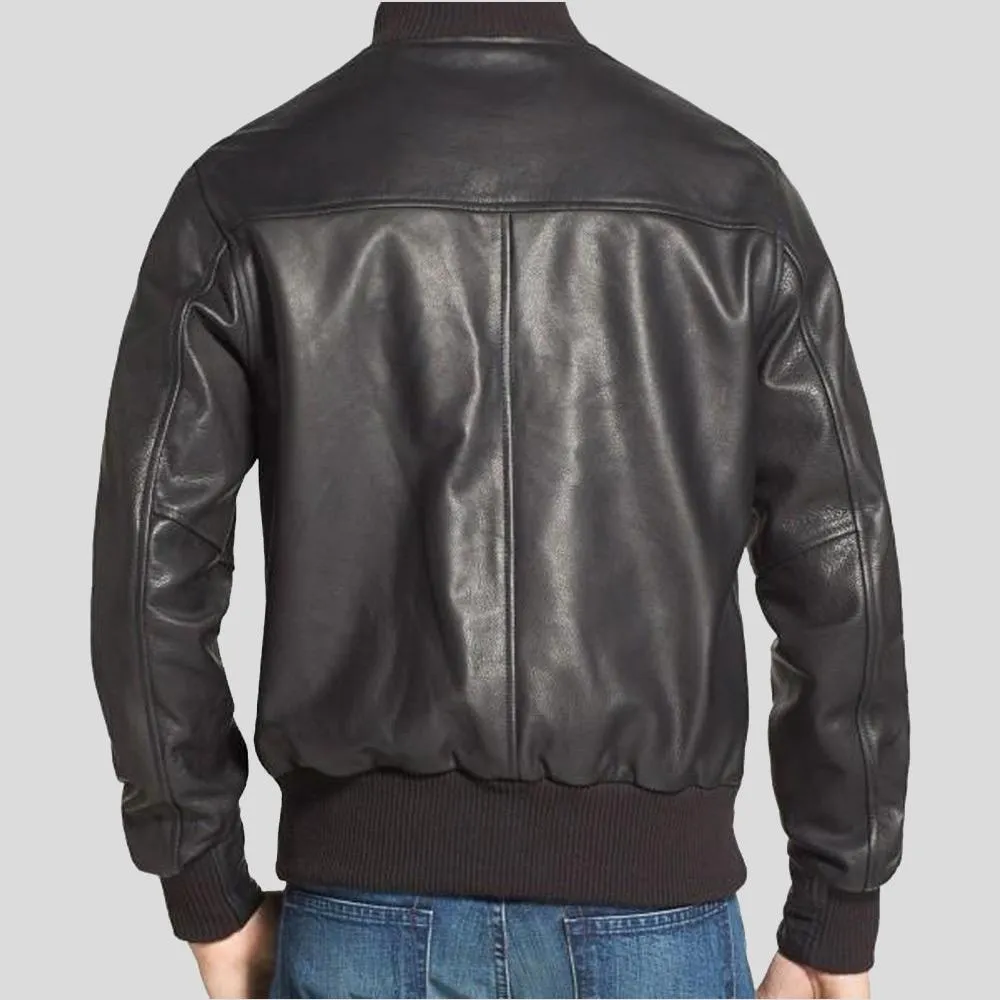 Rico Black Bomber Leather Jacket